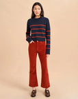 la ligne mini marina sweater navy and rust on figure front