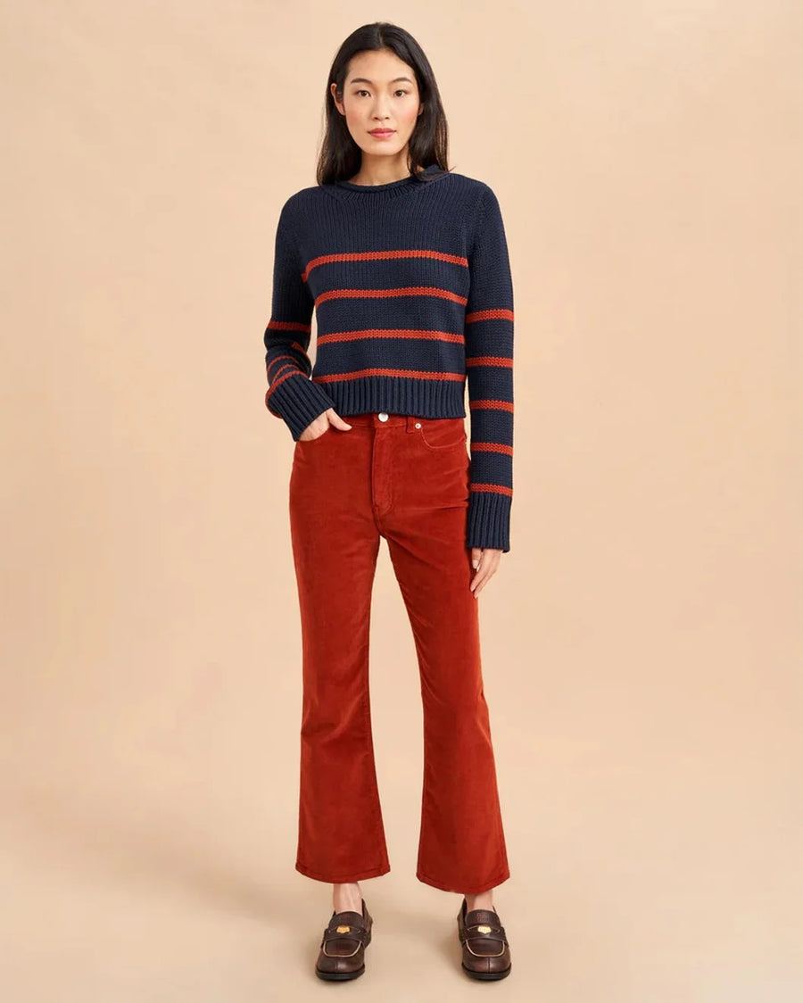 la ligne mini marina sweater navy and rust on figure front