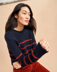 la ligne mini marina sweater navy and rust on figure side