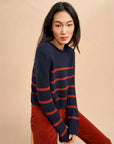 la ligne mini marina sweater navy and rust on figure side