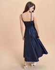 la ligne clementine dress midnight navy blue on figure back