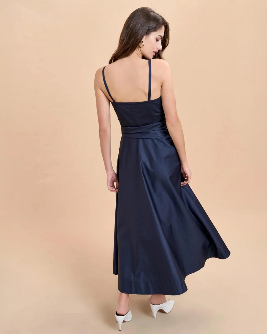 la ligne clementine dress midnight navy blue on figure back