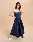 la ligne clementine dress midnight navy blue on figure front