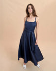 la ligne clementine dress midnight navy blue on figure front