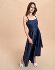 la ligne clementine dress midnight navy blue on figure front