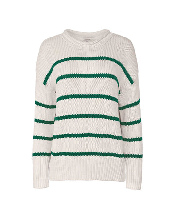 la ligne marina sweater cream and emerald green