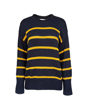 la ligne marina sweater navy and mustard yellow