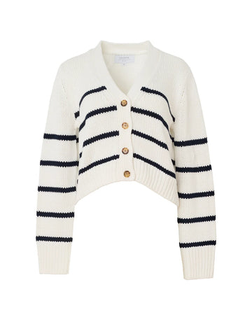 LA LIGNE mini marina cardigan navy and cream