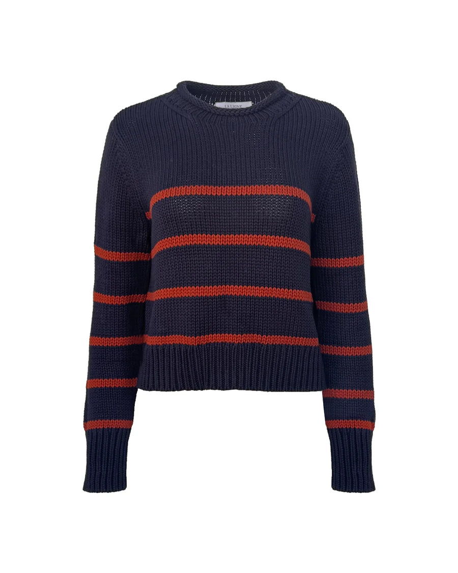 la ligne mini marina sweater navy and rust