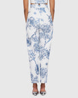 leo lin indra embroidered straight leg pant blue floral figure back