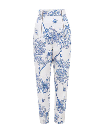 leo lin indra embroidered straight leg pant blue floral front