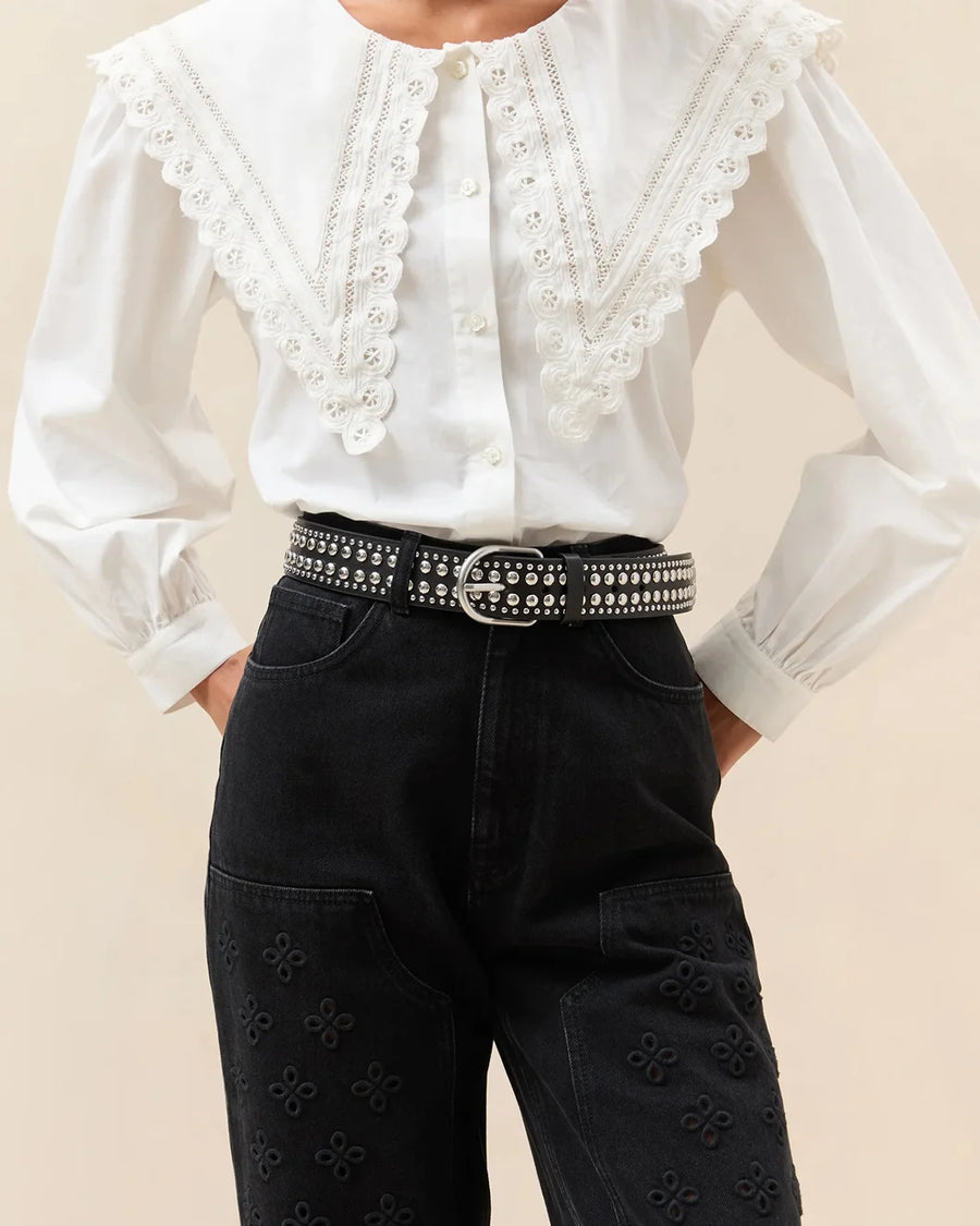 loeffler randall saac Studded Belt Black Silver