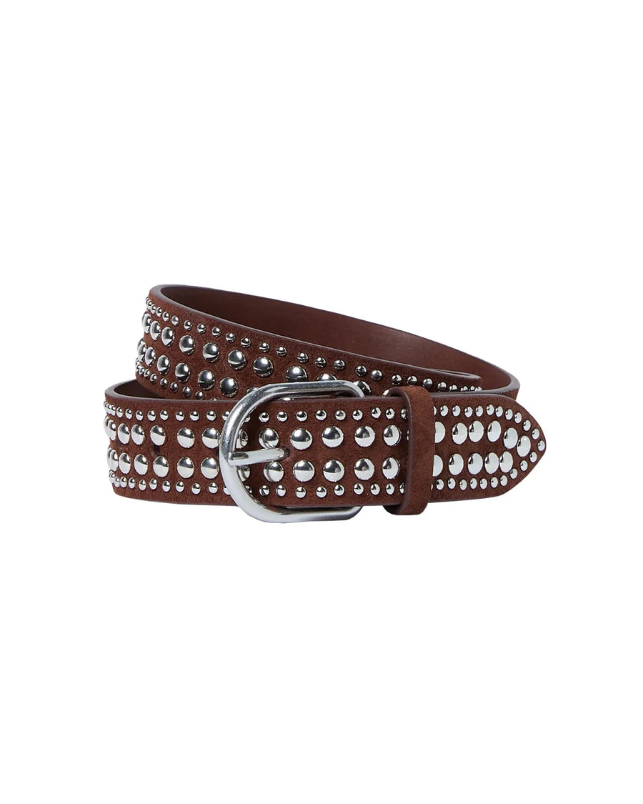 loeffler randall Isaac Studded Belt Espresso Silver