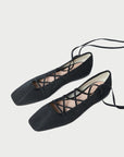 loeffler randall Louisa Lace Up Ballet Flat Black