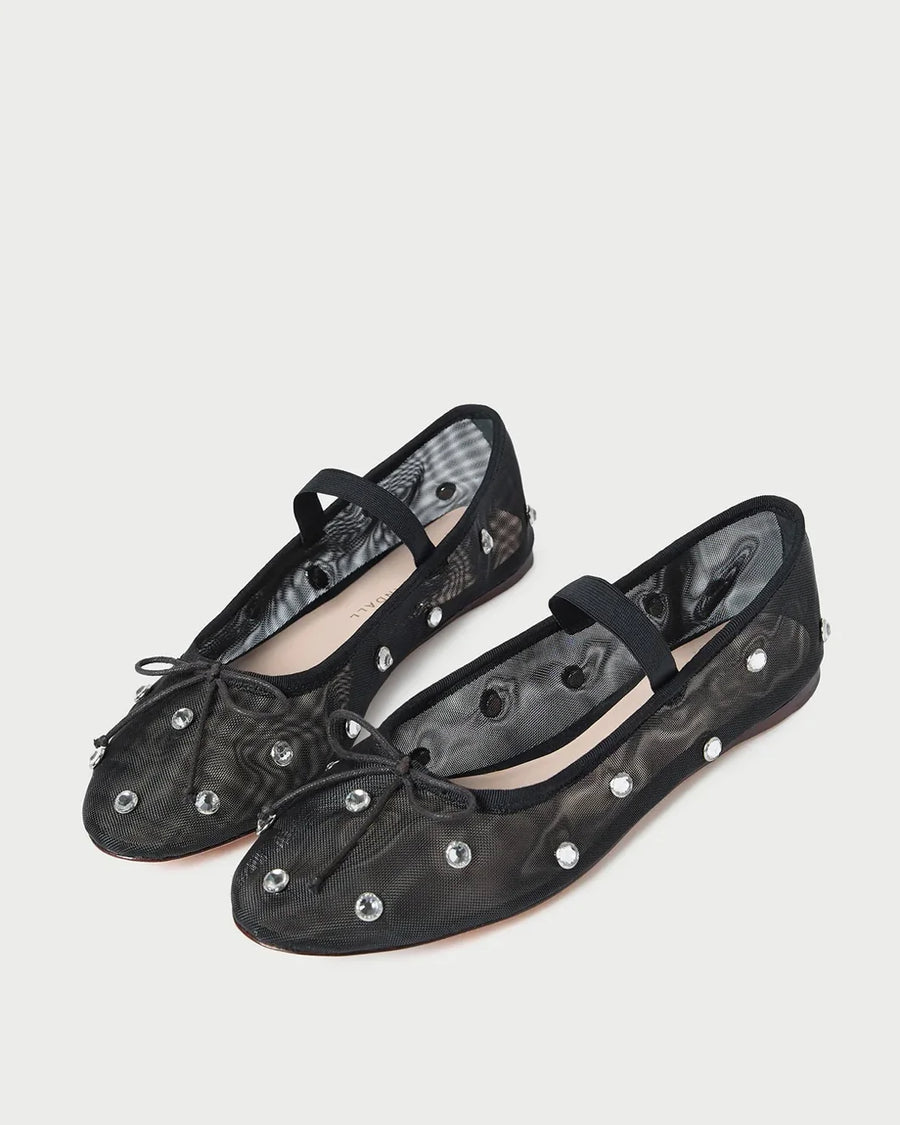 loeffler randall Leonie Ballet Flat Black/Crystal pair top