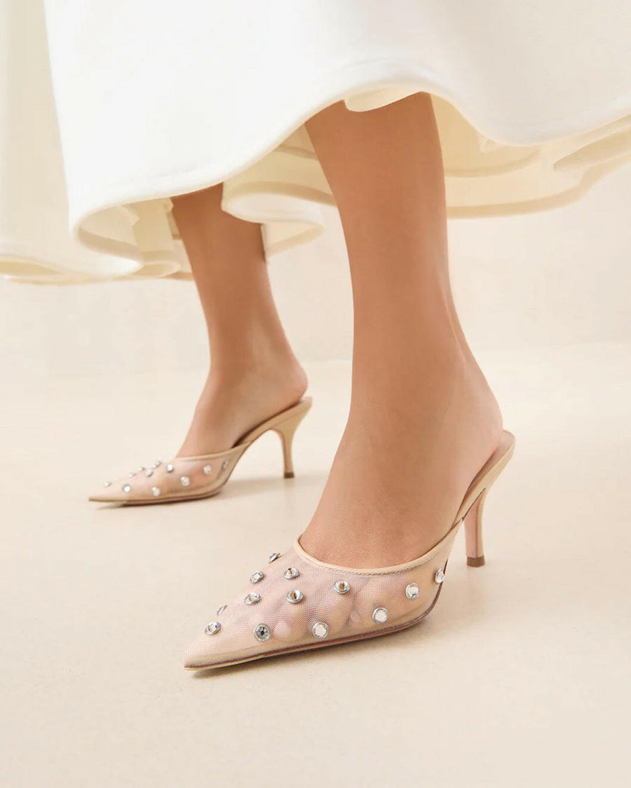 loeffler randall paloma cream and crystal mesh mule