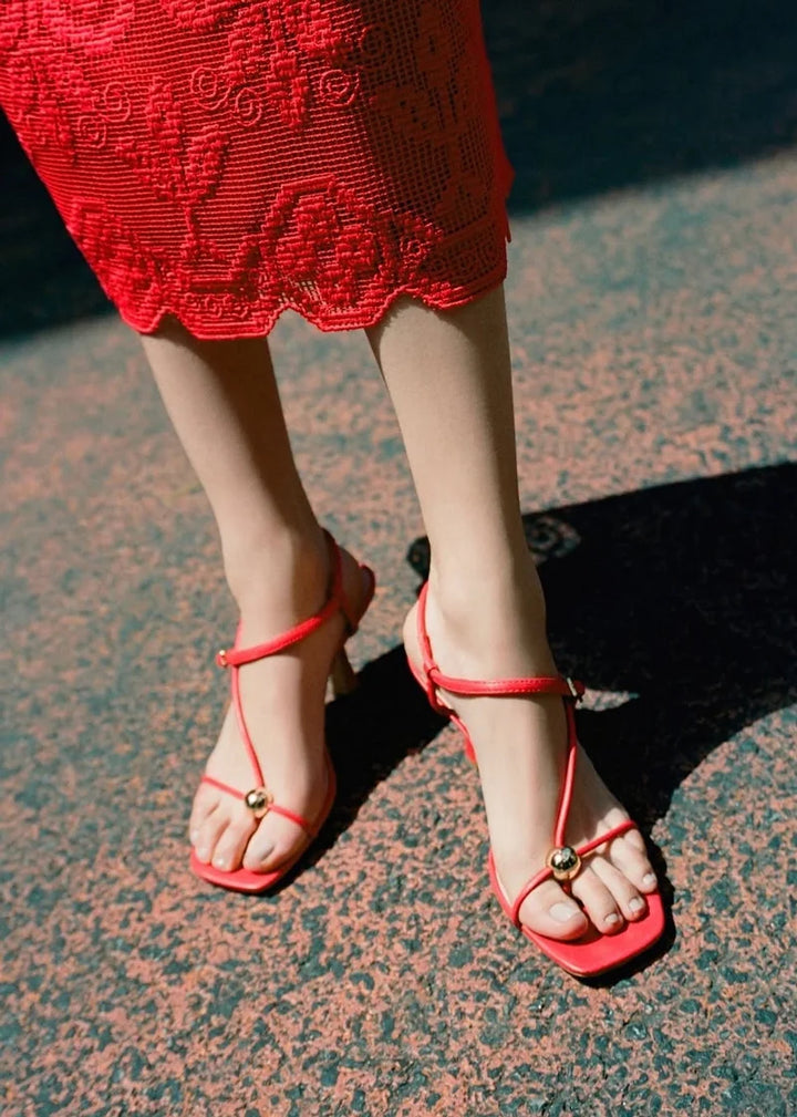 loeffler randall, sandals, red