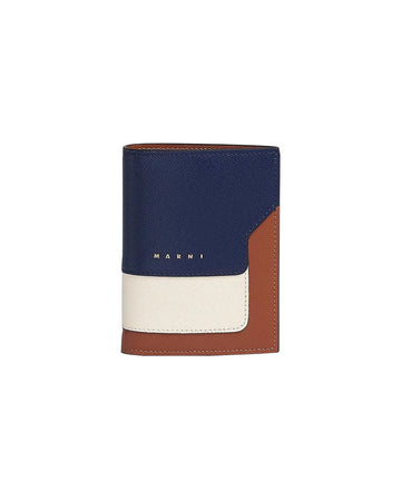 marni billfold with coin purse blue, white, and brown