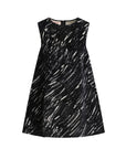 marni Black flocked denim flared dress with Crayon print