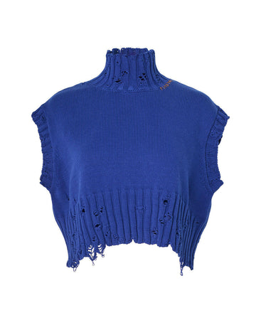 marni cropped turtle neck bluett blue vest