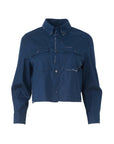 marni organic cotton poplin cropped button down shirt light navy