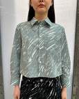 marni cropped button front shirt antique silver on figure front