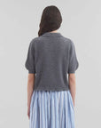 marni grey cashmere polo jumper with marni patch on figure back