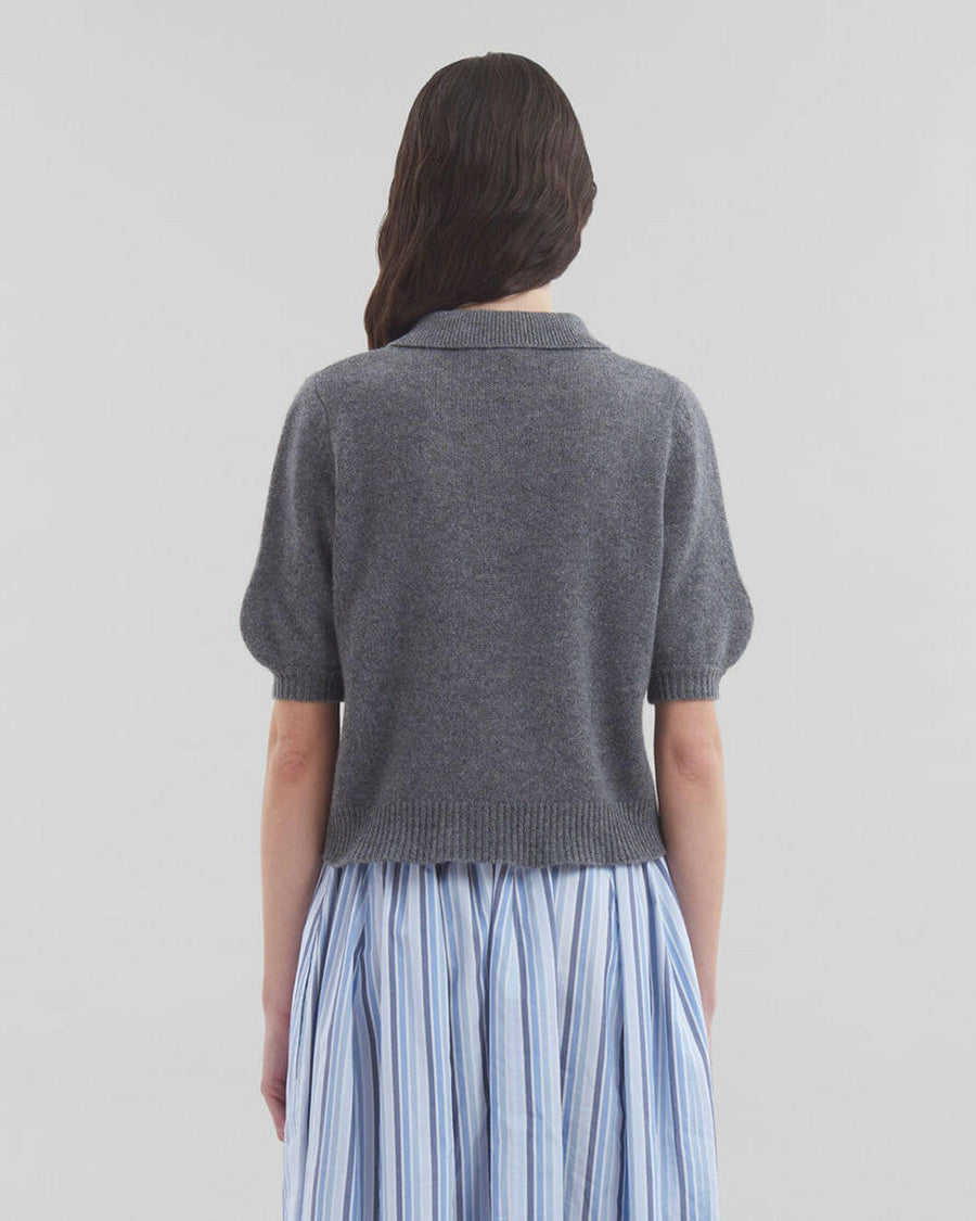 marni grey cashmere polo jumper with marni patch on figure back