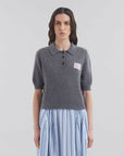 marni grey cashmere polo jumper with marni patch on figure front