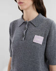 marni grey cashmere polo jumper with marni patch on figure side