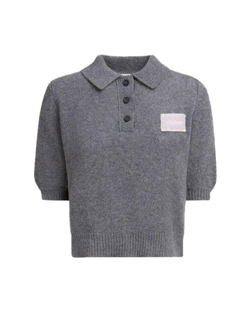 marni grey cashmere polo jumper with marni patch
