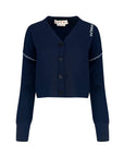 marni Long Sleeve Cardigan with marni mending navy blue