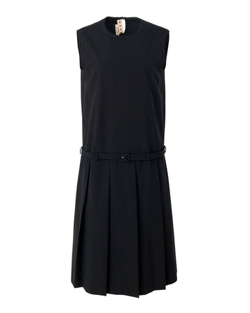 marni Midi Sleeveless Dress with Round Neckline black