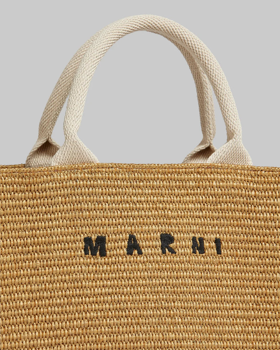 marni Raffia Small Basket Bag natural detail