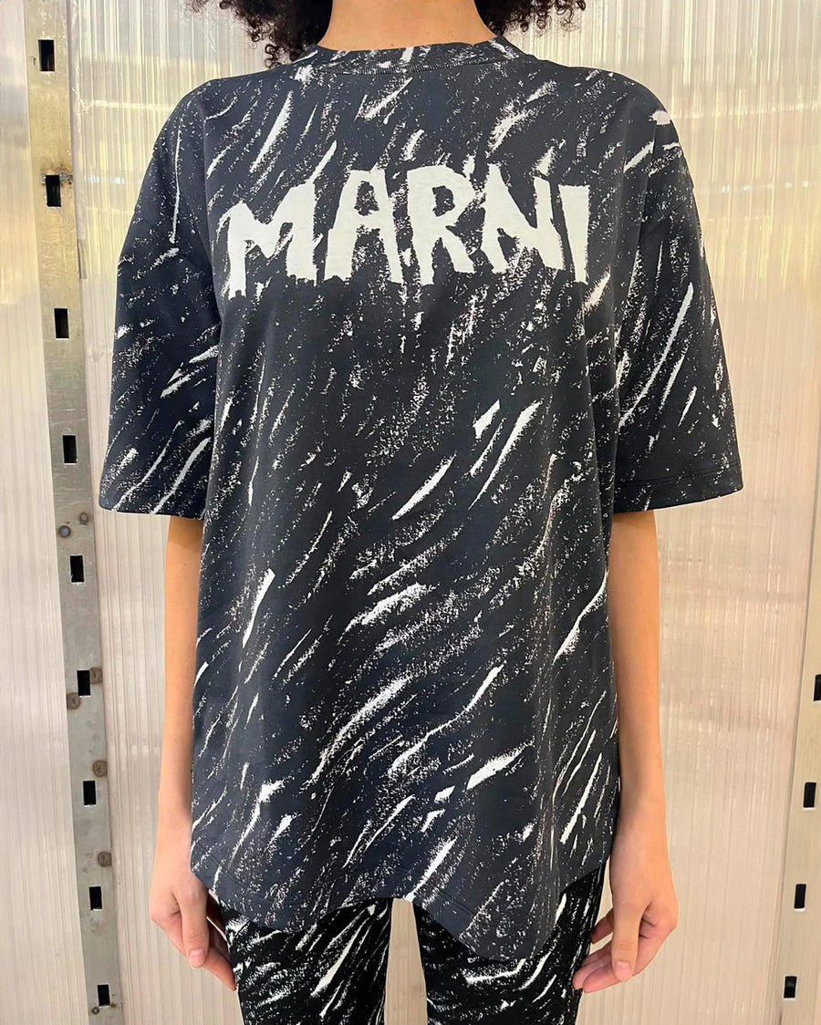 marni Scribble Logo T-Shirt black on figure front