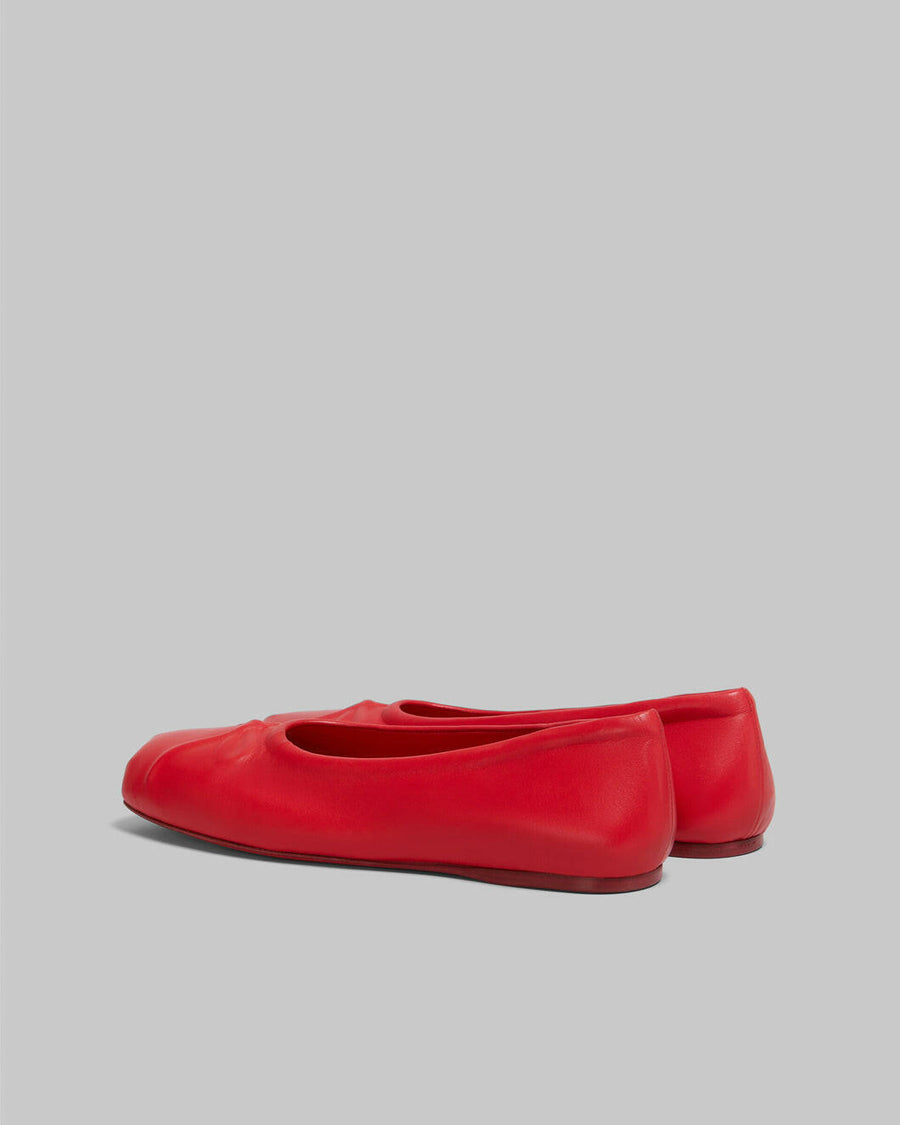 marni red nappa leather seamless little bow ballet flat tulip