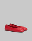 marni red nappa leather seamless little bow ballet flat tulip