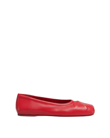 marni red nappa leather seamless little bow ballet flat tulip