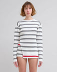 marni Seaside Stripe Knit Crew Neck alabaster white on figure front