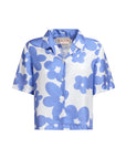 marni Short Sleeve Bowling Shirt blue lilac