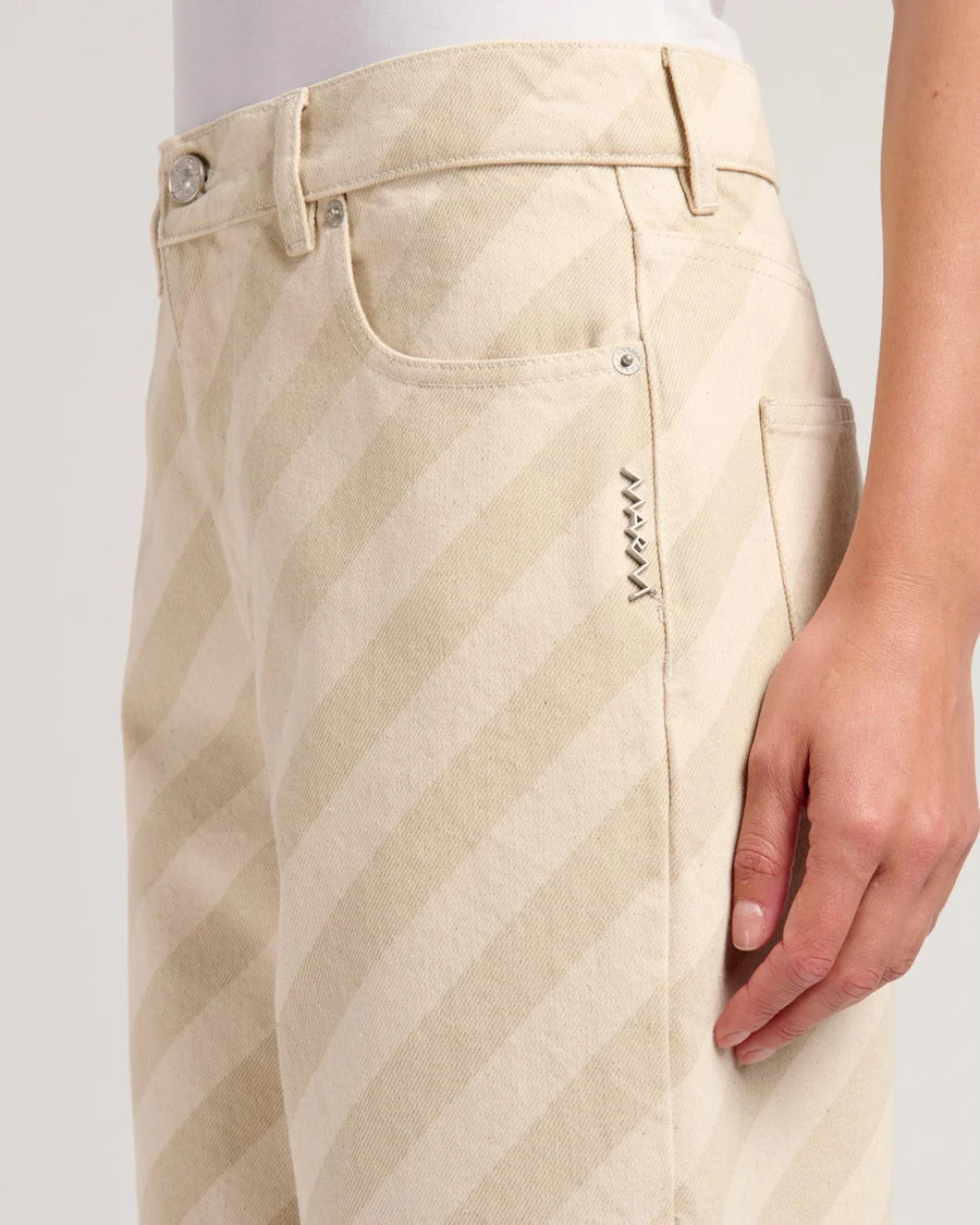 marni bone striped boyfriend trousers denim on figure side detail