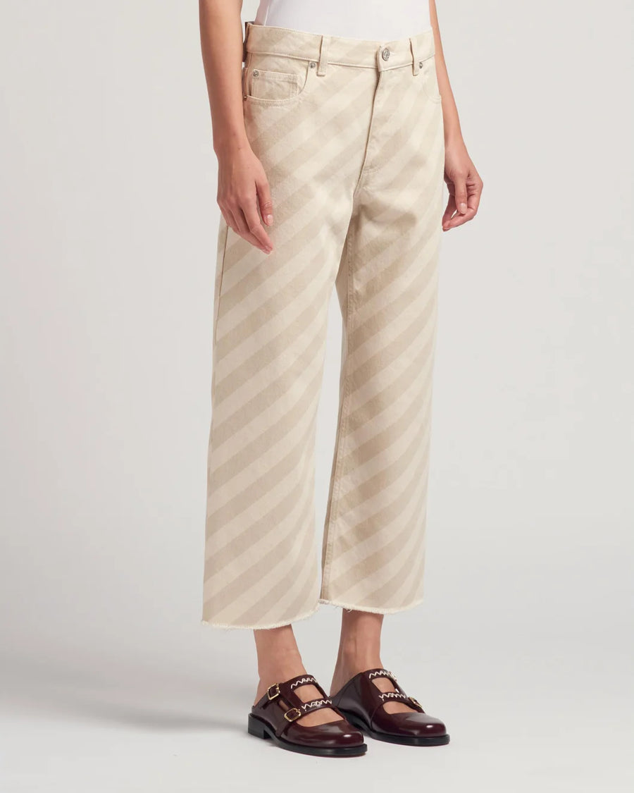 marni bone striped boyfriend trousers denim on figure side