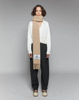 marni Pompeii Alpaca Wool Scarf tan on figure