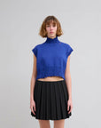 marni cropped turtle neck bluett blue vest on figure front