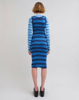 marni faded cotton striped dress blue on figure back