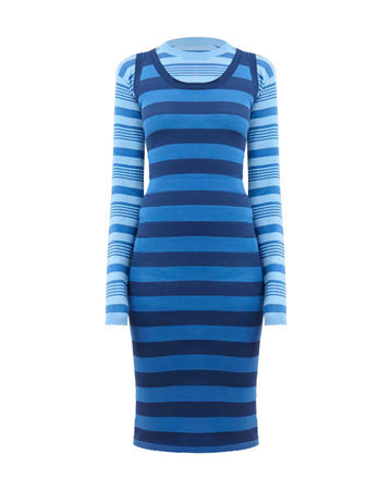 marni faded cotton striped dress blue