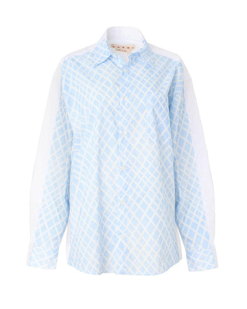 marni Oversized Shirt with Contrast Fabric light blue