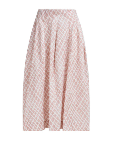 marni pink poplin midi skirt with antique rose landscape print