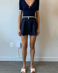 matthew bruch polo rib knit crop top navy figure front
