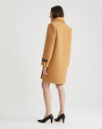 patou double breasted coat biscuit tan on figure back